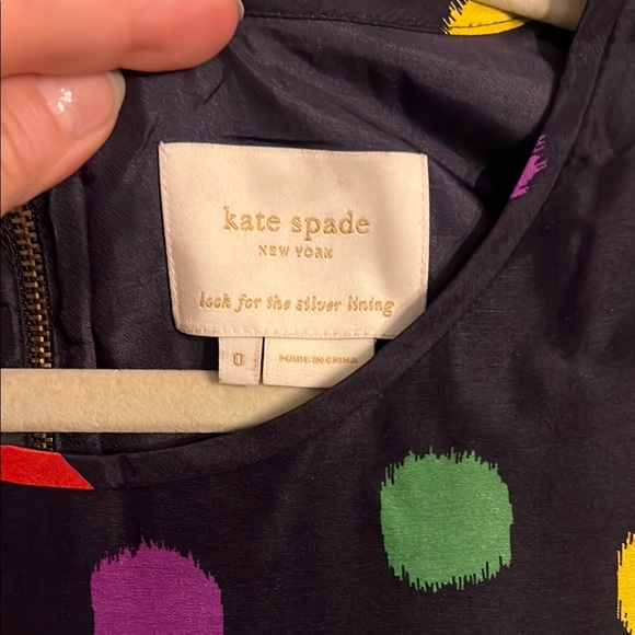 Kate Spade Belina Navy Blue Mini Dress with Colorful Polka Dots 100% Silk - Picture 2 of 4